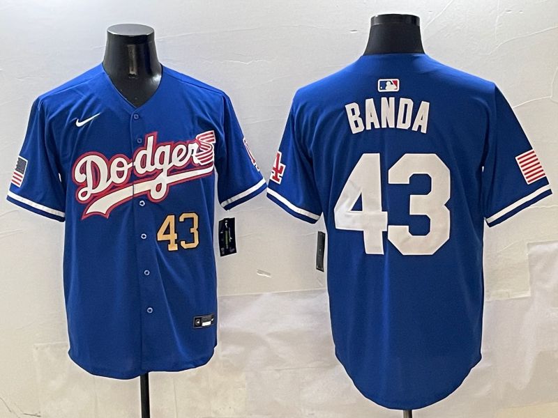 Men Los Angeles Dodgers 43 Banda Blue Second generation Joint Name Nike 2025 MLB Jersey style 2